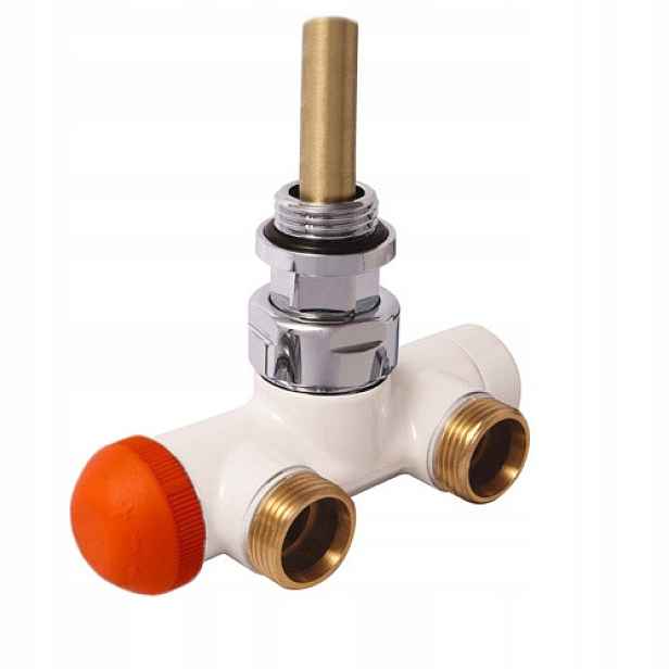 Úhlový termostatický ventil 1/2" bílý De Luxe Vua 50 čtyřcestný 2R Herz