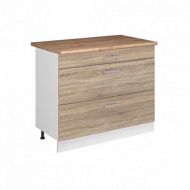 Vicco SPODNÍ SKŘÍŇKA KUCHYŇSKÉ LINKY R-Line, Sonoma/Bílá, 100 cm pracovná doska Dub Goldkraft