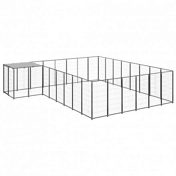 vidaXL Psí kotec černý 15,73 m² ocel