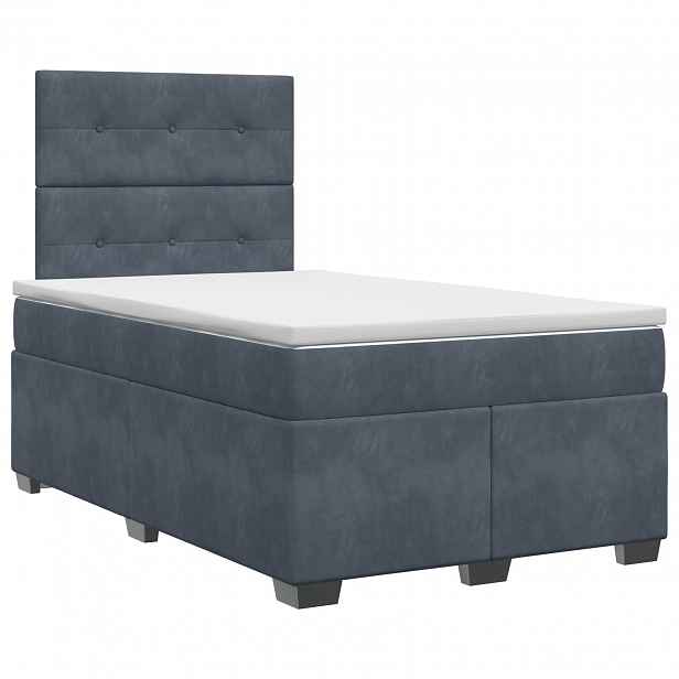 vidaXL Postel boxspring s matrací s čelo Tmavě šedá 120 x 200 cm Samet