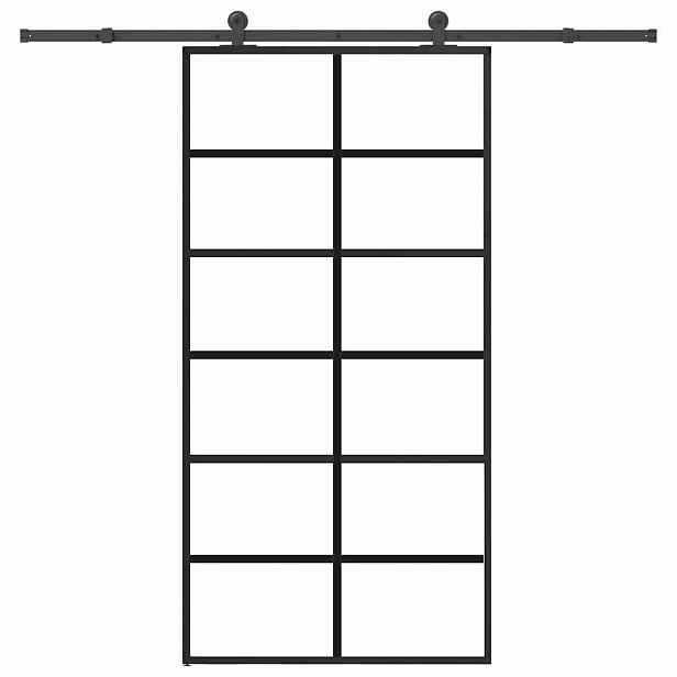 vidaXL Posuvné dveře s kováním 102x205 cm ESG sklo a hliník