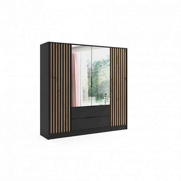 ALTDECOR ŠATNÍ SKŘÍŇ NERA – 200 cm – černá | dub artisan