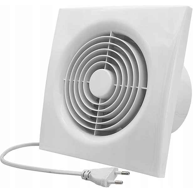 Bílý koupelnový ventilátor, 22,7 x 22,3 x 14,6 cm