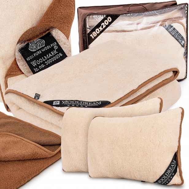 Komplet Povlečení Vlněná Prodyšná Velbloudí Vlna Camel Lehká 180x200
