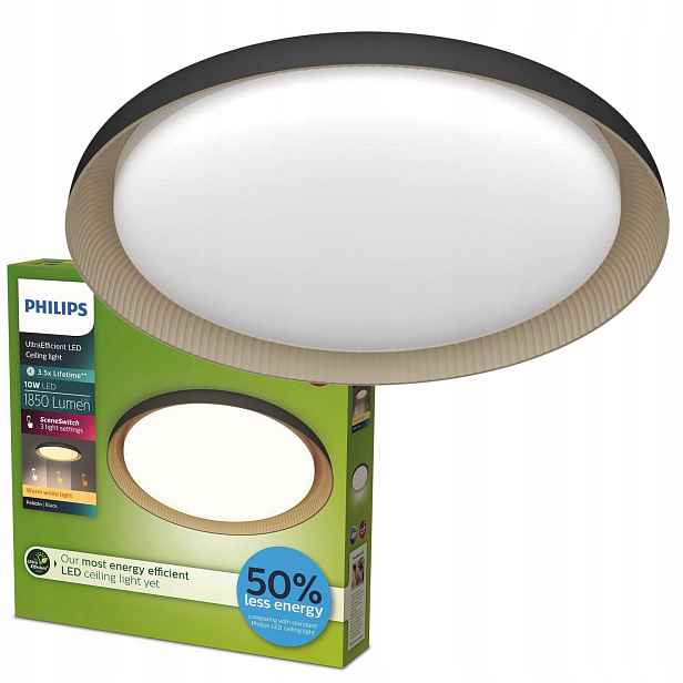 Stropní Svítidlo Stropní Svítidlo Led 10W 1850lm 2700K SceneSwitch Černá Philips