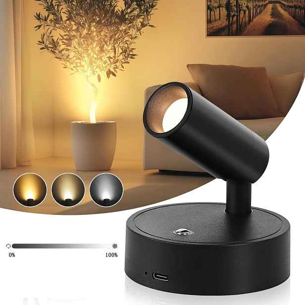 TEMU 3barevná teplotní bezdrátová reflektorová lampa, nastavitelná teplá/studená/neutrální bílá světla pro elegantní atmosféru - pohybový senzor