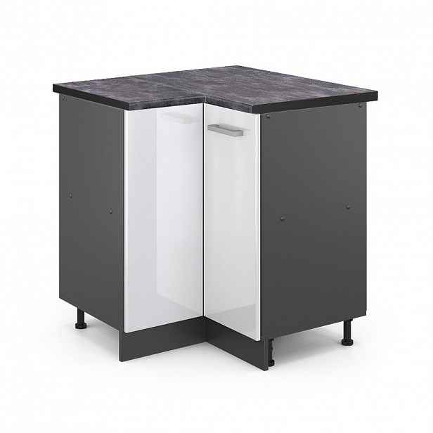 Vicco ROHOVÁ SKŘÍŇKA R-Line Bílá vysoký lesk 75.6 cm , PD Antracit
