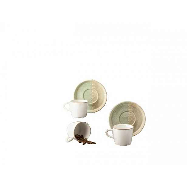 Sada 6 šálků na kávu 6 podšálků z porcelánu Hermia, 90 ml