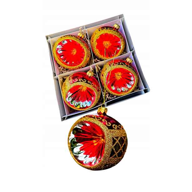 Vánoční Baňky s reflektorem Styl Prl retro Sada 10 cm 4 ks
