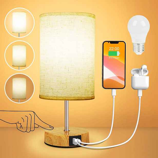 Noční Lampa Stolní Stmívatelná E27 2X Usb Nabíječka Dekorace Do Ložnice