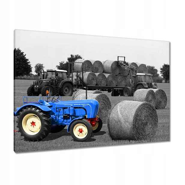 Obrazy 100x70 Sklizeň Modrý traktor