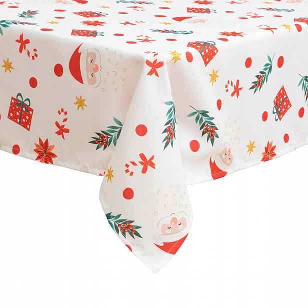 Skvrnitý Ubrus Polyester 360 X 140 CM, Vánoční Motiv, Bílý