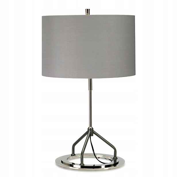 Stolní lampa z leštěného niklu s šedým stínítkem, moderní, 65 cm, Elstead
