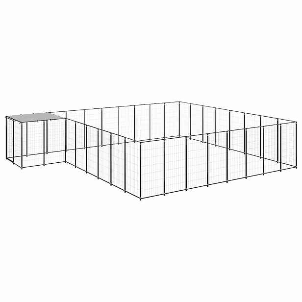 vidaXL Psí kotec černý 20,57 m² ocel