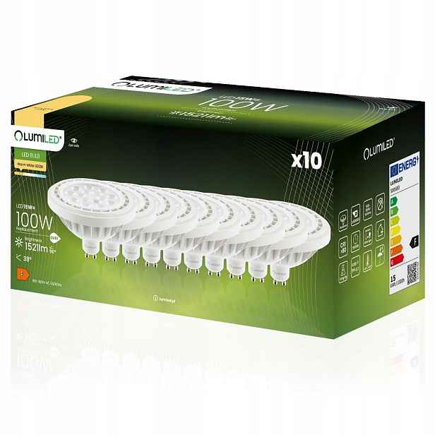 10x Led žárovka GU10 ES111 15W 100W 1521lm 3000K Teplá 38° Lumiled