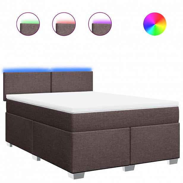vidaXL Box spring postel s matrací tmavě hnědá 140x200 cm textil
