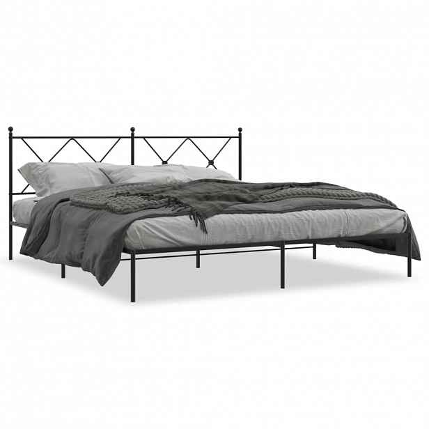 vidaXL Kovový rám postele s čelem černý 183 x 213 cm