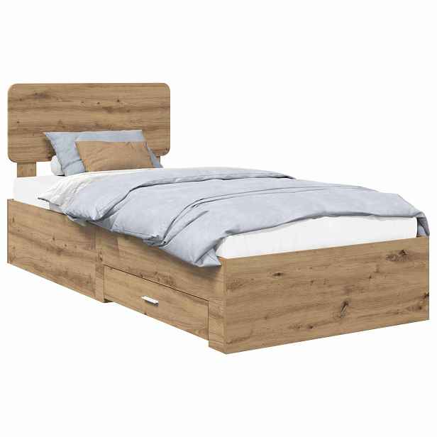 vidaXL Rám postele s čelo Artisanový dub 100 x 200 cm Kompozitní dřevo