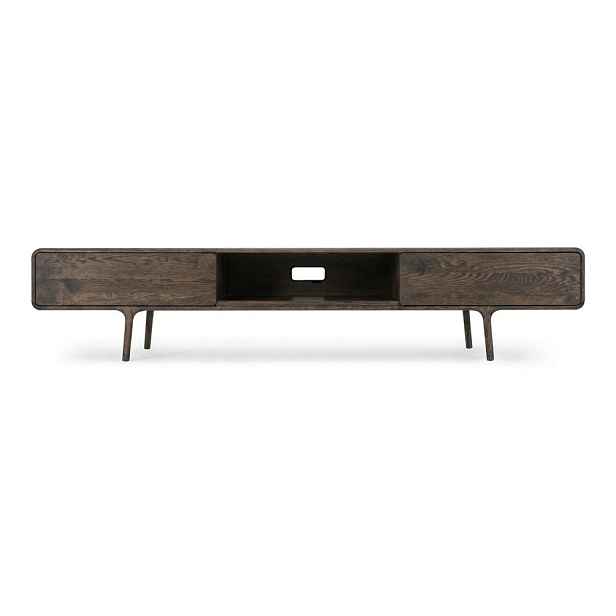Hnědý TV stolek z dubového dřeva 220x45x45 cm Fawn – Gazzda