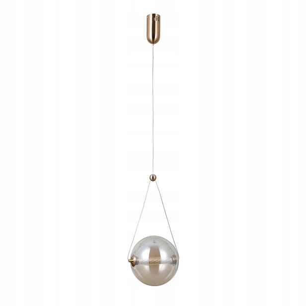 Italux Závěsná Led lampa 9W Rastia, zlatá, jantarová koule, 3000K