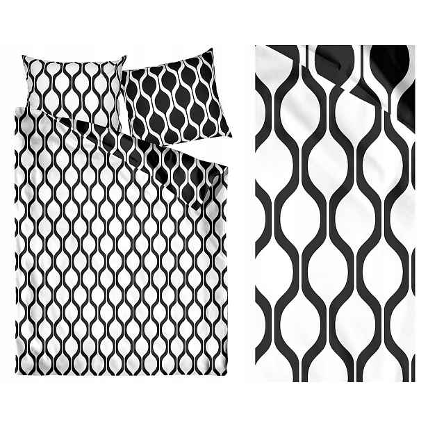 Povlečení bavlněné bílé, černé, geometrické 140x200, měkké, elegantní