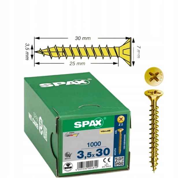 Univerzální šroub na dřevo yello-x (zlatý) spax 3.5 x 30 mm 1000 ks