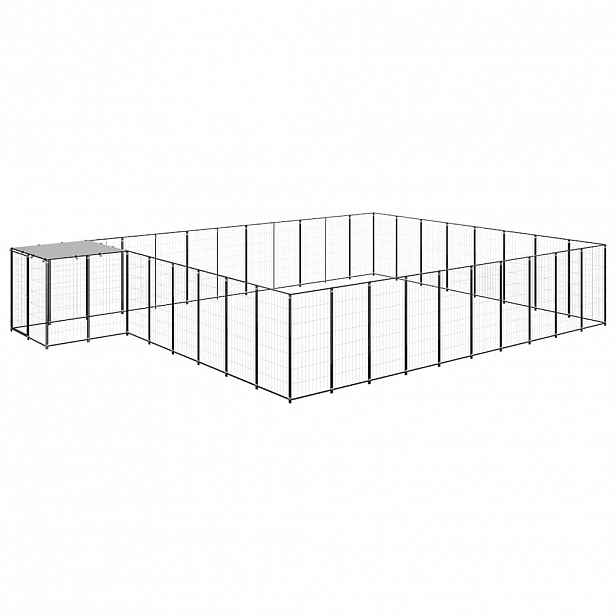 vidaXL Psí kotec černý 25,41 m² ocel