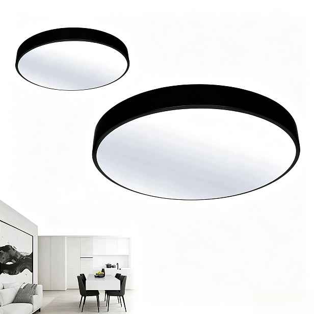 Stropní Svítidlo Nástěnný Led 50 cm Kulatý Černý Design, Stropní 50W 4000K 4250lm