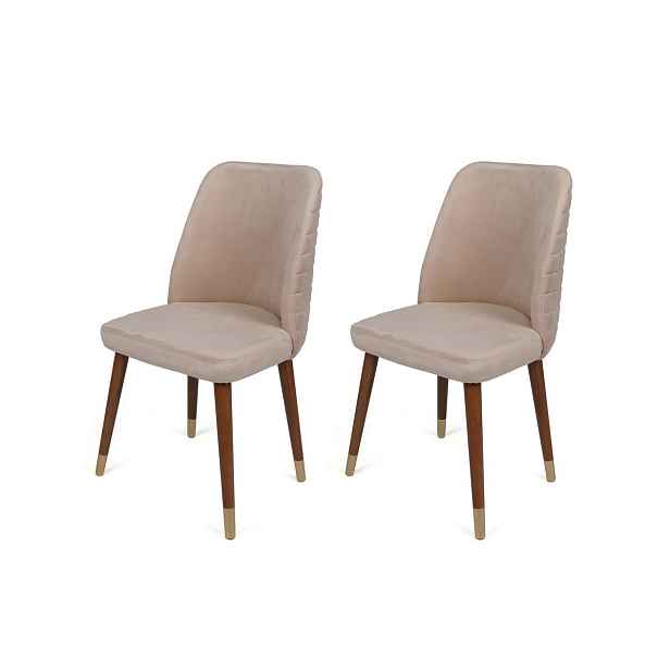 Sada jídelních židlí Hugo Cream and Walnut, 2 ks