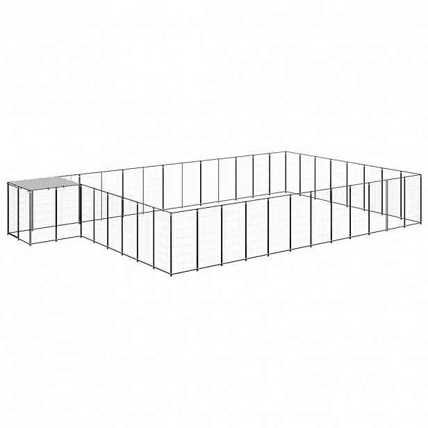 vidaXL Psí kotec černý 30,25 m² ocel