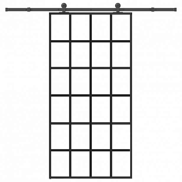 vidaXL Posuvné dveře s kováním 102x205 cm ESG sklo a hliník
