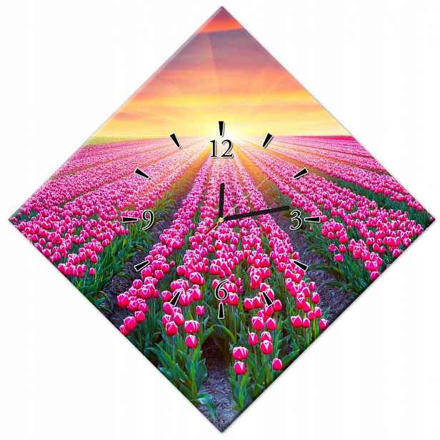 Hodiny 56x56 Moře tulipánů Květiny