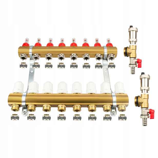 Podlahový rozvaděč 8 sekcí Mosazné obvody
