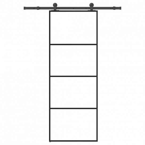vidaXL Posuvné dveře s kováním 76x205 cm ESG sklo a hliník