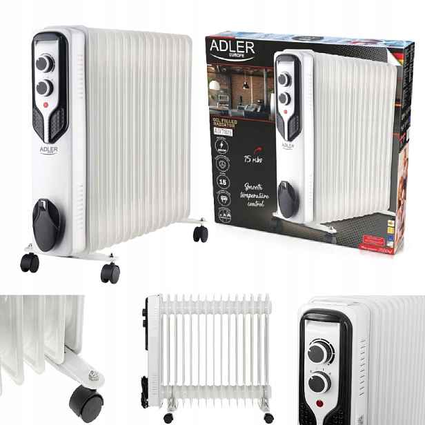 Elektrický olejový radiátor Kaloryfer na kolečkách 15 žeber 2500W AD7819