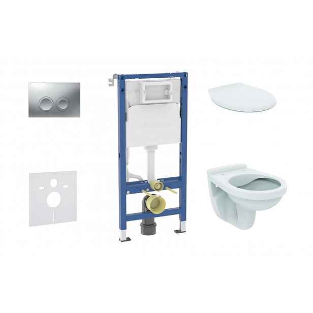 Geberit Duofix - Set předstěnové instalace, klozetu Alpha a sedátka, tlačítko Delta21, matný chrom SANI11CD2142