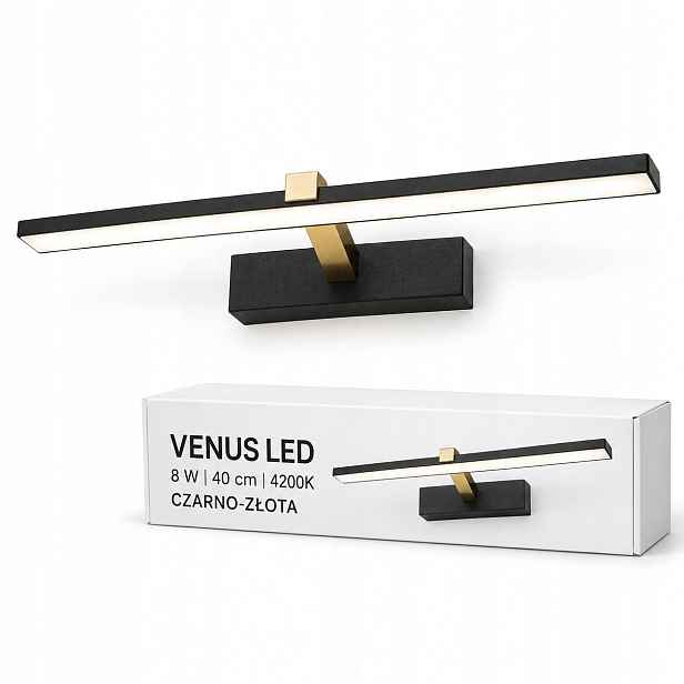 Koupelnová lampa Venus 8W 40 cm černo-zlatá Led nad zrcadlo 4200K IP44