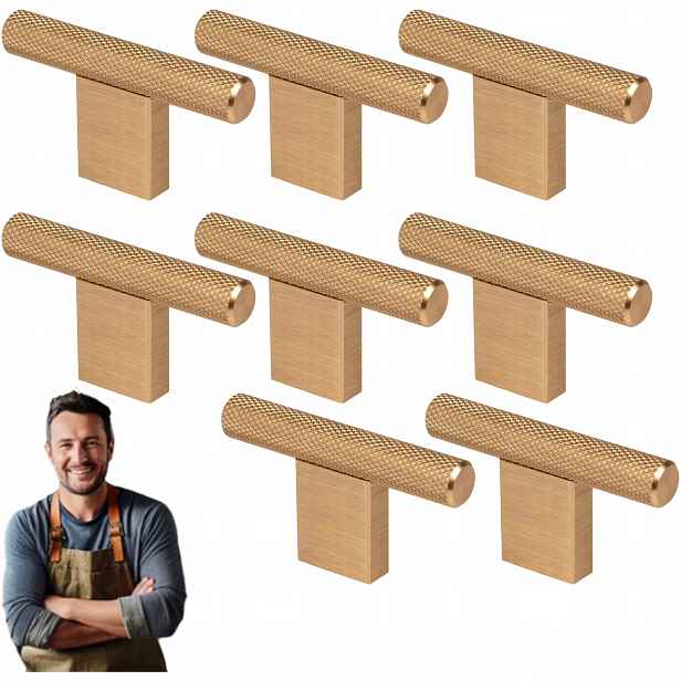 Nábytková Úchytka Kulička Barro Zlaté rýhování 8ks