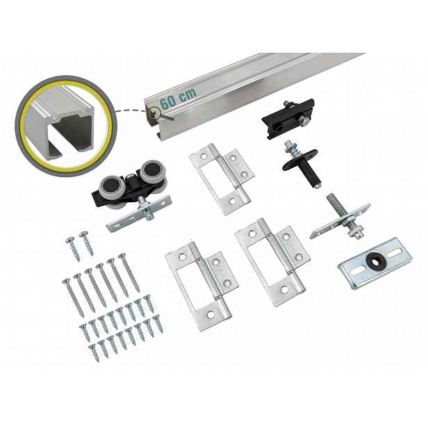 Systém pro skládací dveře 2x40 kg 60 cm Herkules Plus kolejnice V2