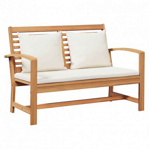 vidaXL lavice Hnědá a krémová 110 x 66 x 76 cm Pevné teakové dřevo