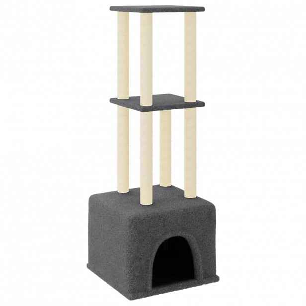 vidaXL Škrabadlo pro kočky se sisalovými sloupky tmavě šedé 133,5 cm