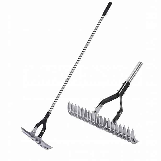 Yeelor Hrábě na trávníky, odstraňování mechu z trávníku, 38 cm, nastavitelné