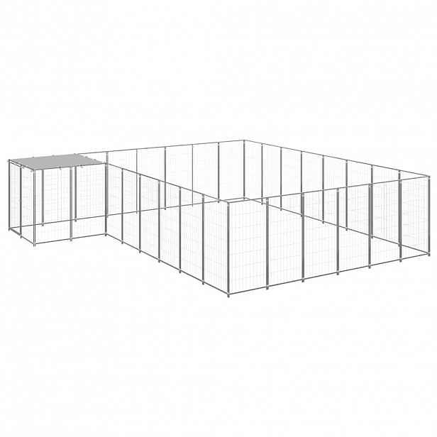 vidaXL Psí kotec stříbrný 15,73 m² ocel