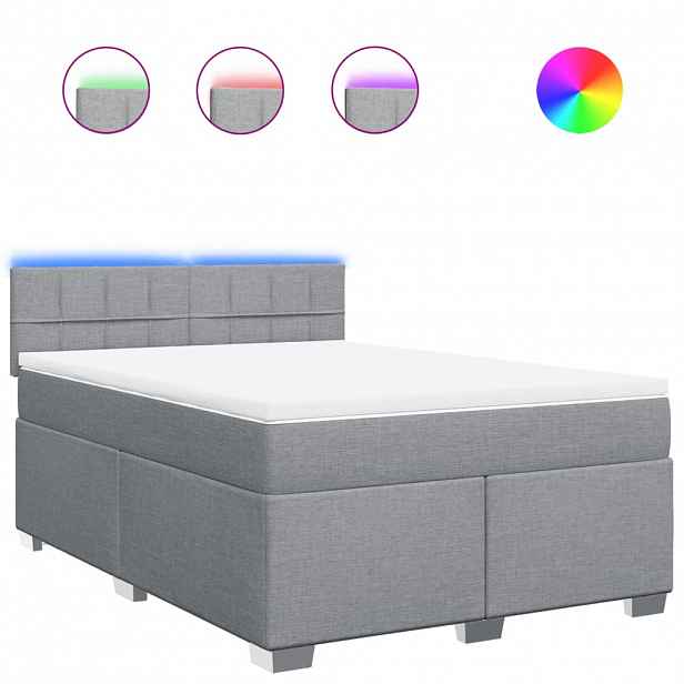 vidaXL Box spring postel s matrací světle šedá 140 x 200 cm textil