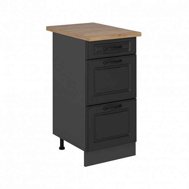Vicco SPODNÍ SKŘÍŇKA KUCHYŇSKÉ LINKY R-Line Antracitový venkovský dům 40 cm se zásuvkami, PD Dub
