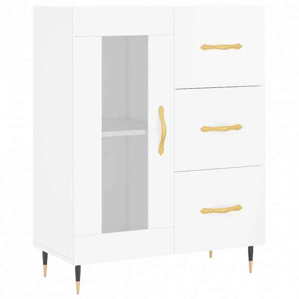 vidaXL Příborník bílý s vysokým leskem 69,5x34x90 cm kompozitní dřevo