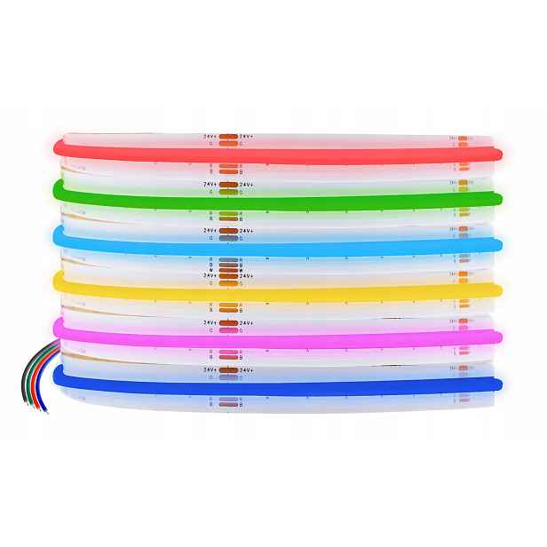 Pásek Led Cob Rgb 24V role 5 metrů 840 LED/m Neon Silný IP20