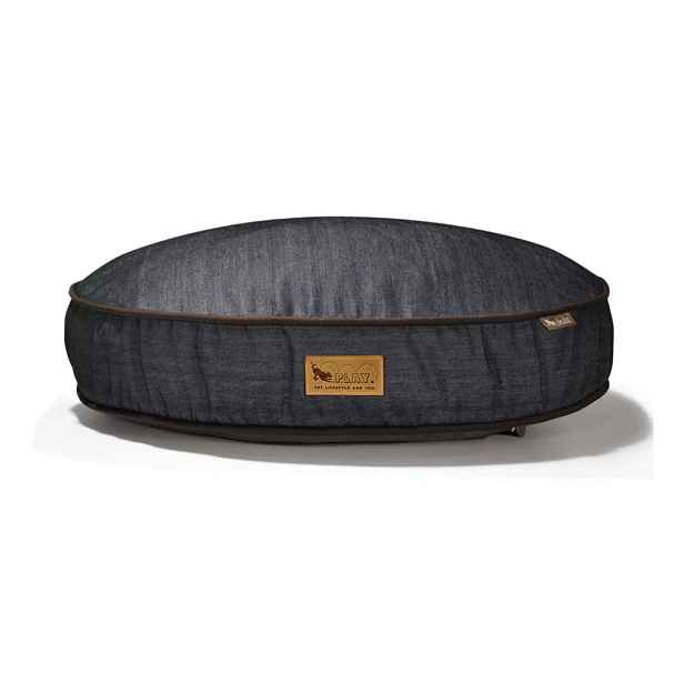 Tmavě modrý pelíšek pro psa ø 70 cm Round Bed Denim Medieval Blue / Dark Chocolate S – P.L.A.Y.