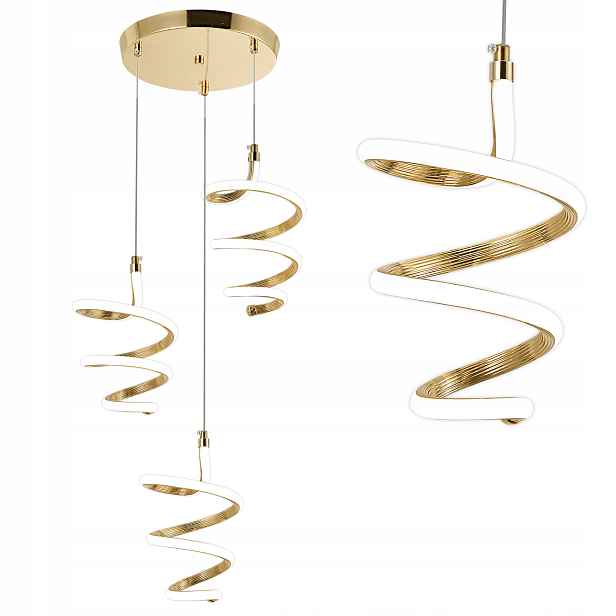 Závěsná Led Stropní Lampa Trojitá Zlatá Spirála Do Obývacího Pokoje Jídelny