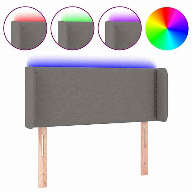 vidaXL Čelo postele s LED tmavě šedé 83 x 16 x 78/88 cm textil